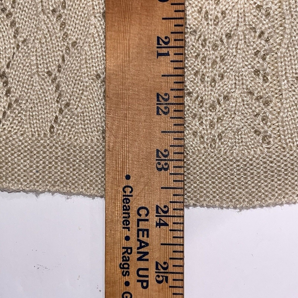 VTG Beige Cable Knit Cardigan Pearl Buttons Womens Approx M Granny Cottage READ - Picture 9 of 9